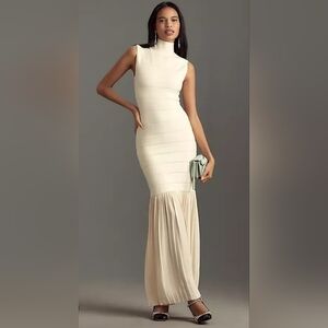 Anthropologie Blithe LA Cream Maxi Dress Wedding Guest EUC XS PTP 17 - BEAUTIFUL